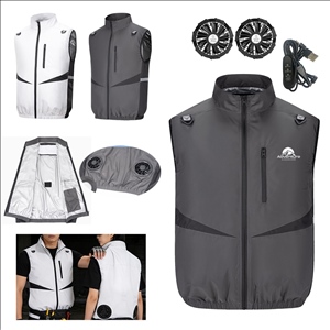 Breathable Work Fan Full Zip Collar Vest Summer Cooling Workwear